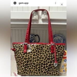 BRIGHTON Leopard Print Tote Bag with Red Accents